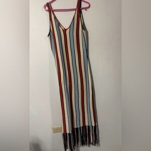 Elegant Multicolor Striped Midi Dress